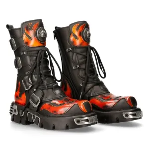 107-S1 Skull Goth Lace Up Boots