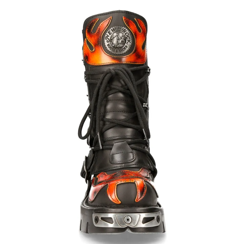 107-S1 Skull Goth Lace Up Boots