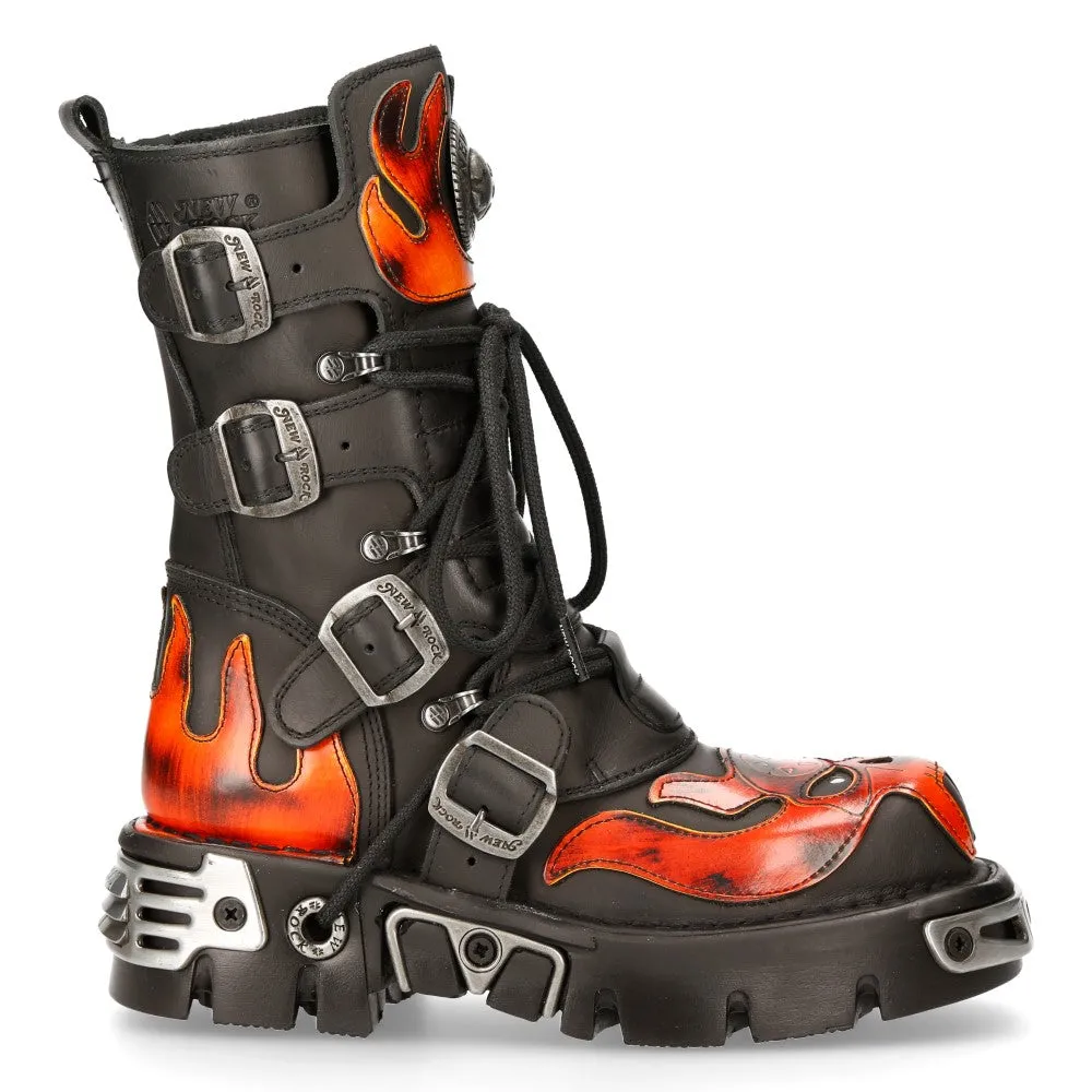 107-S1 Skull Goth Lace Up Boots