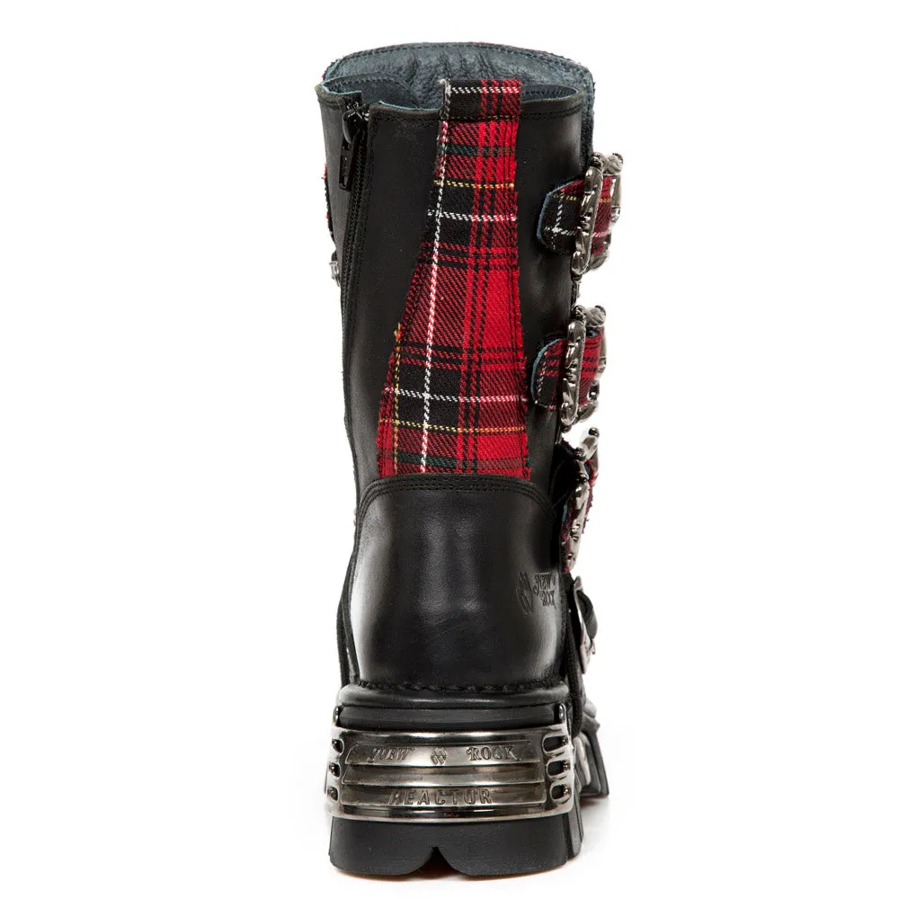 391T-S1 Leather Tartan Gothic Boots