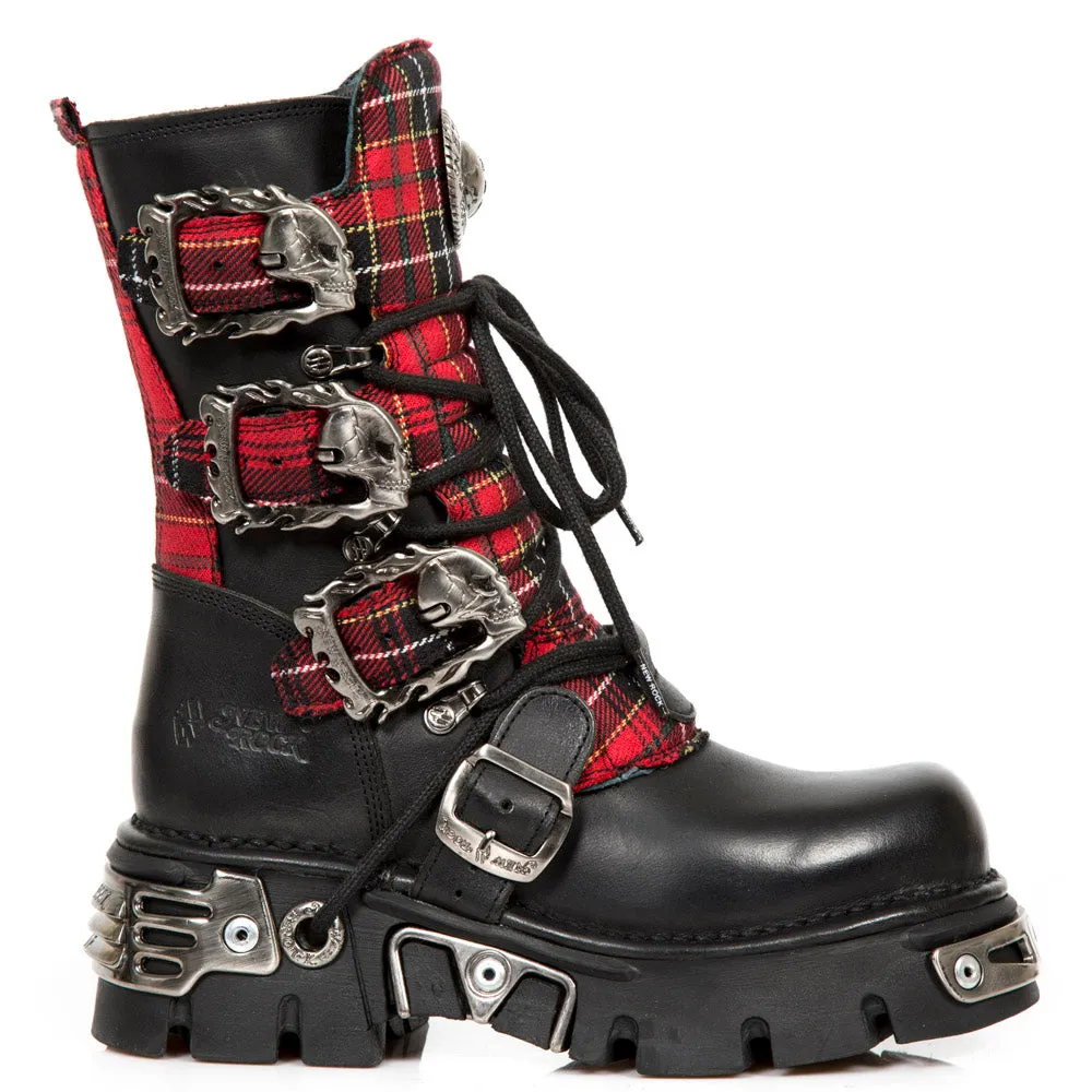 391T-S1 Leather Tartan Gothic Boots