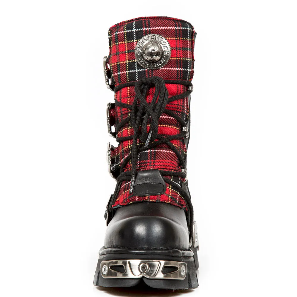 391T-S1 Leather Tartan Gothic Boots