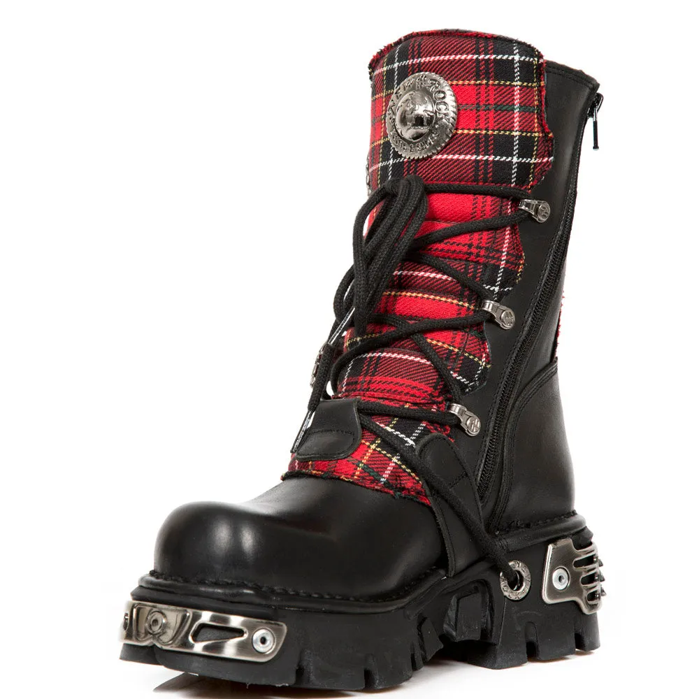 391T-S1 Leather Tartan Gothic Boots