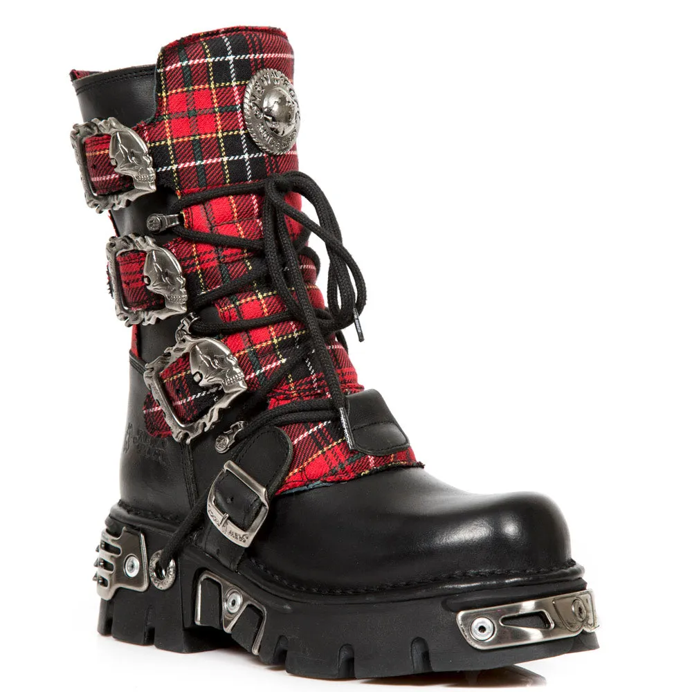 391T-S1 Leather Tartan Gothic Boots