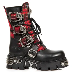 391T-S1 Leather Tartan Gothic Boots