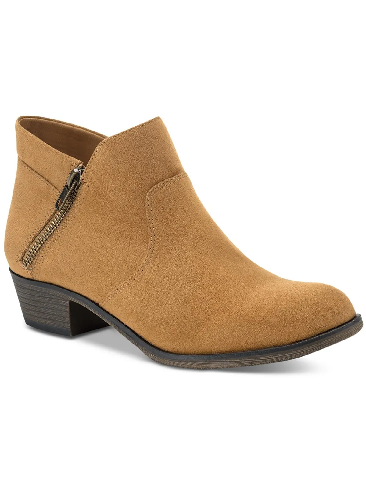 Abby Womens Faux Suede Block Ankle Boots