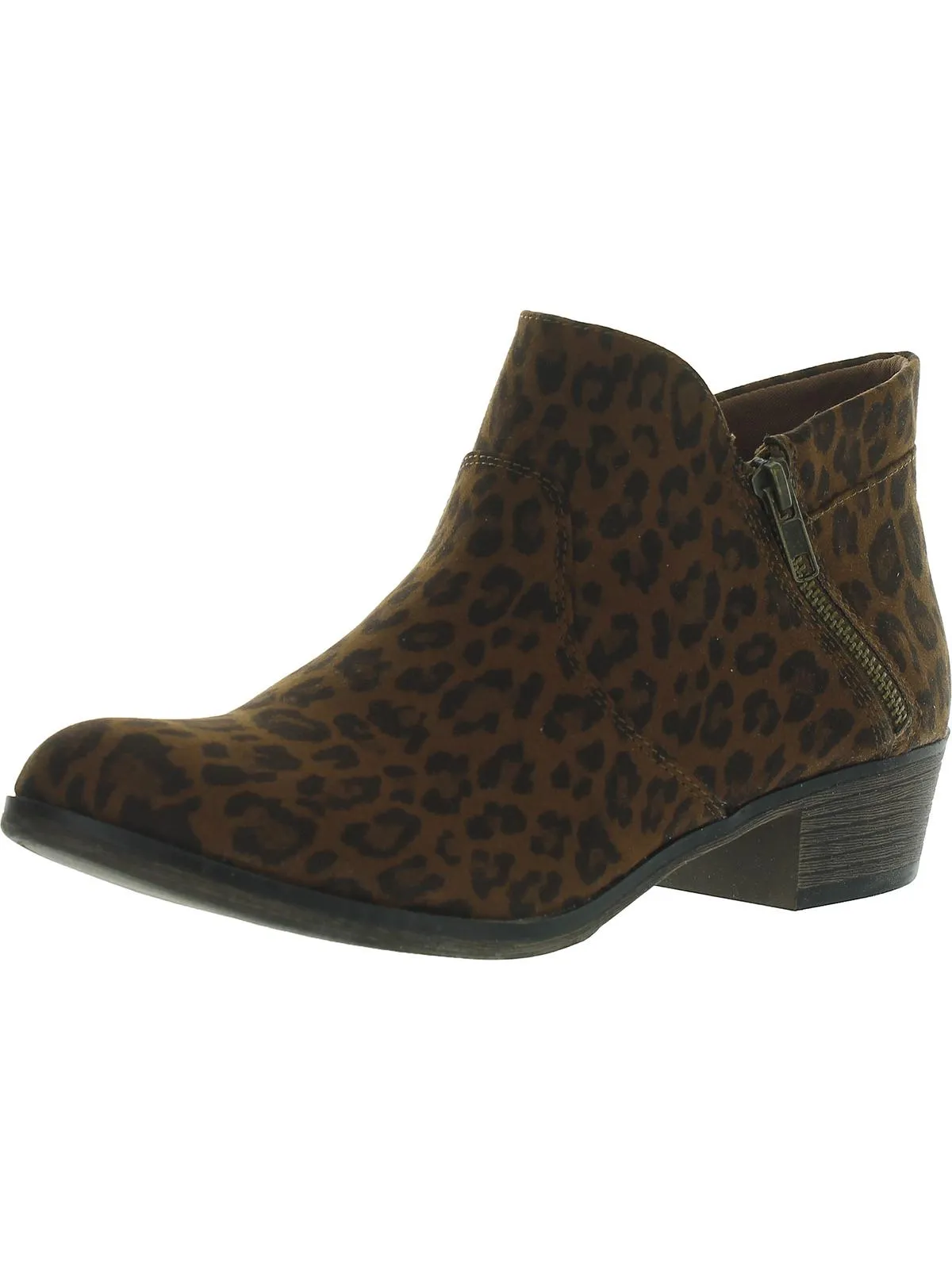 Abby Womens Faux Suede Block Ankle Boots
