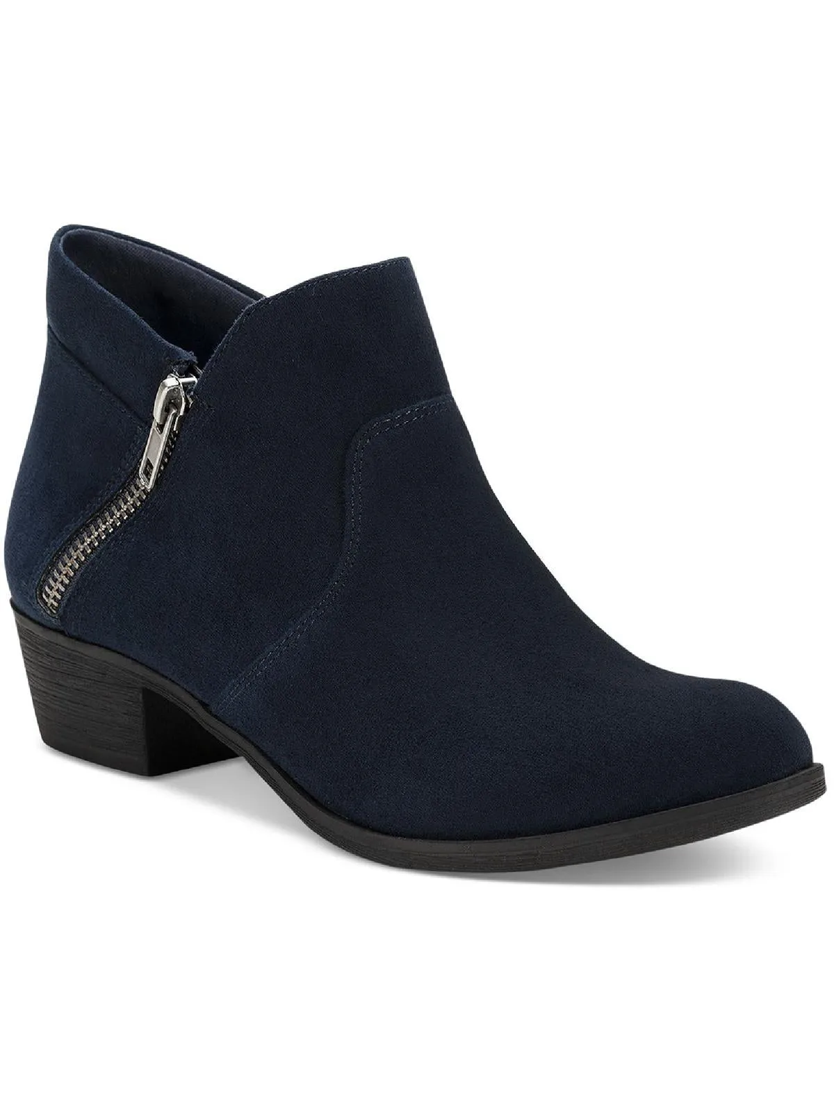 Abby Womens Faux Suede Block Ankle Boots