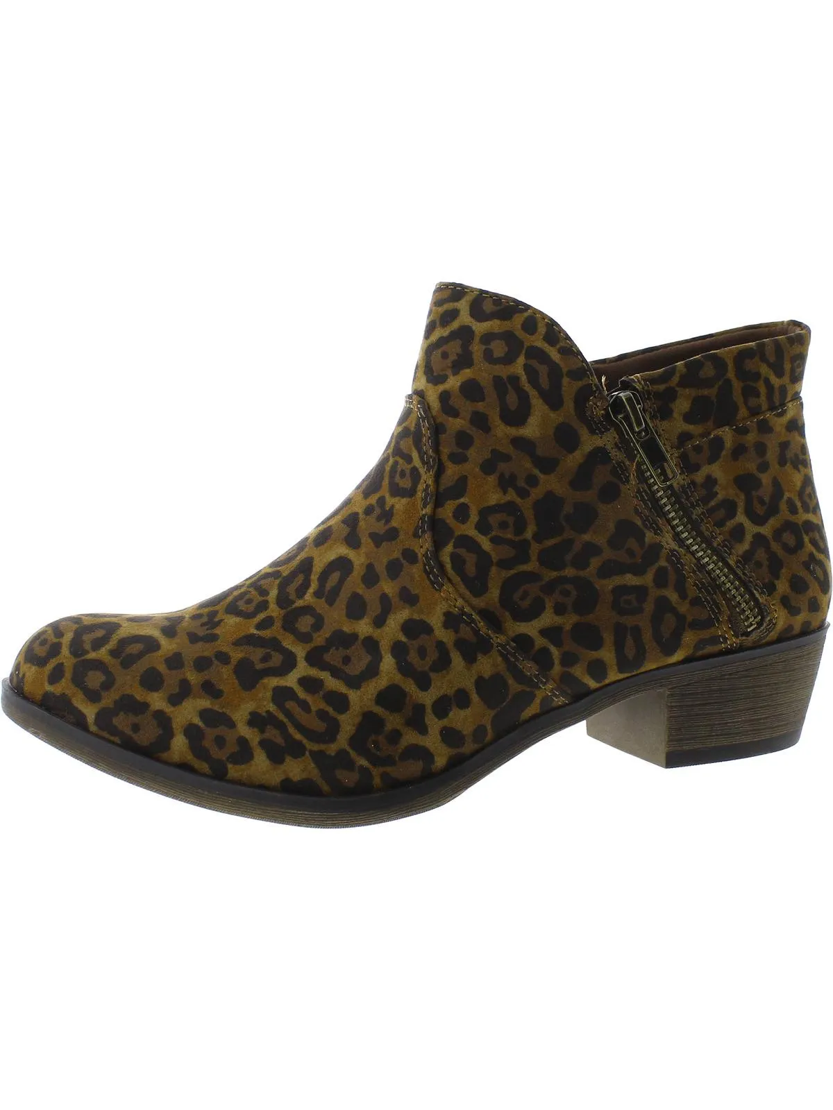 Abby Womens Faux Suede Block Ankle Boots