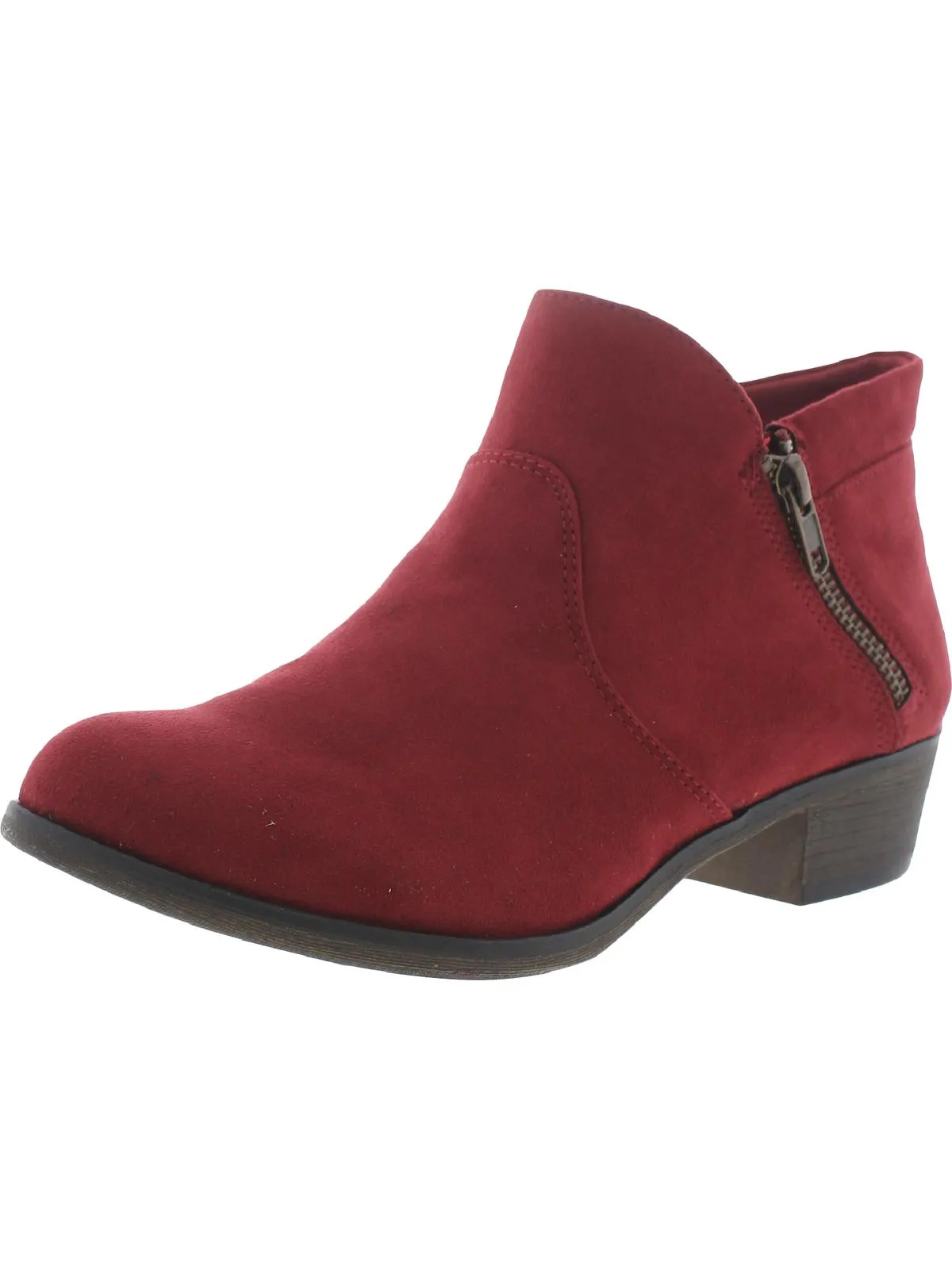 Abby Womens Faux Suede Block Ankle Boots