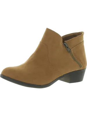 Abby Womens Faux Suede Block Ankle Boots