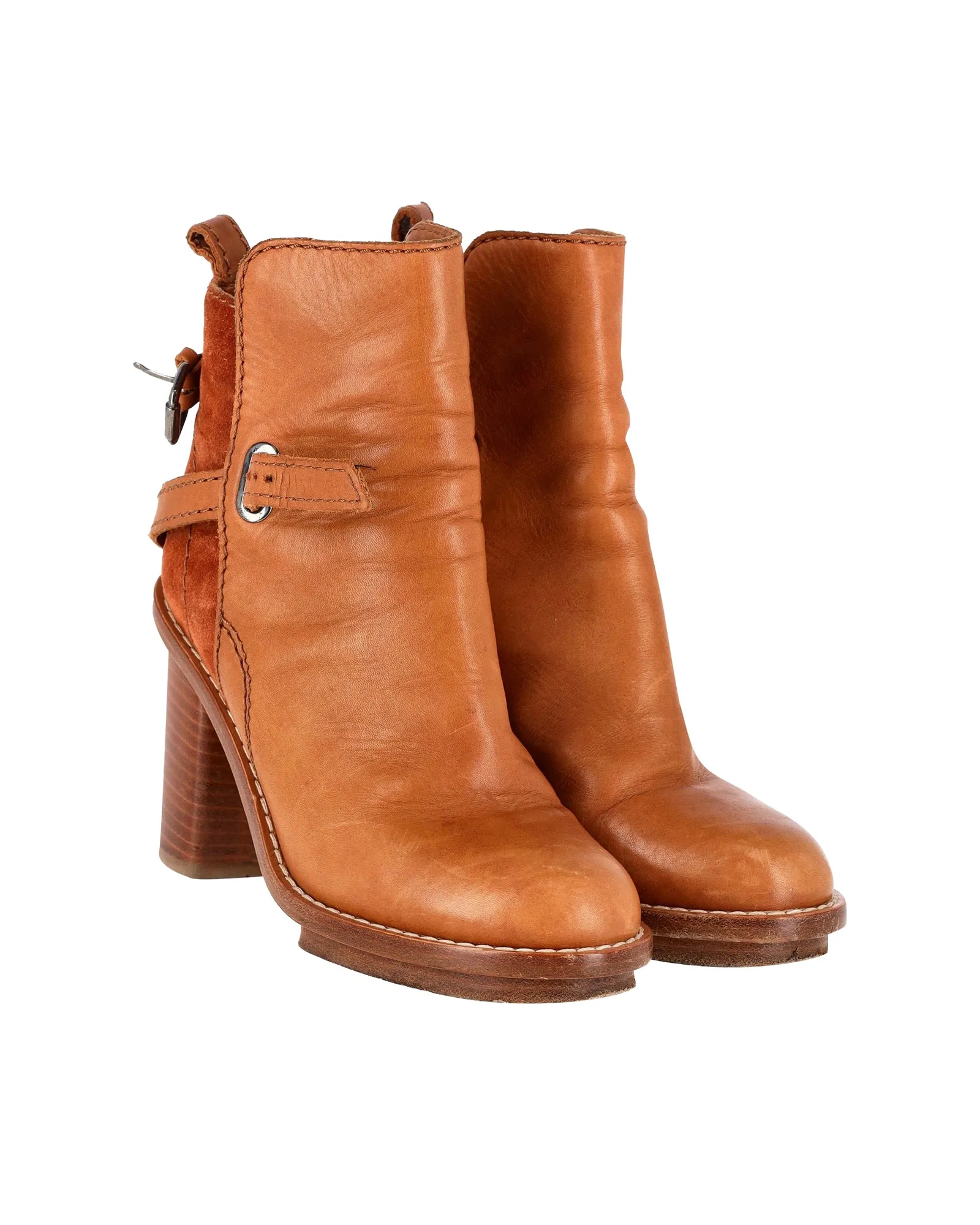 Acne Studios Cypress Con Ankle Boots in Brown Leather