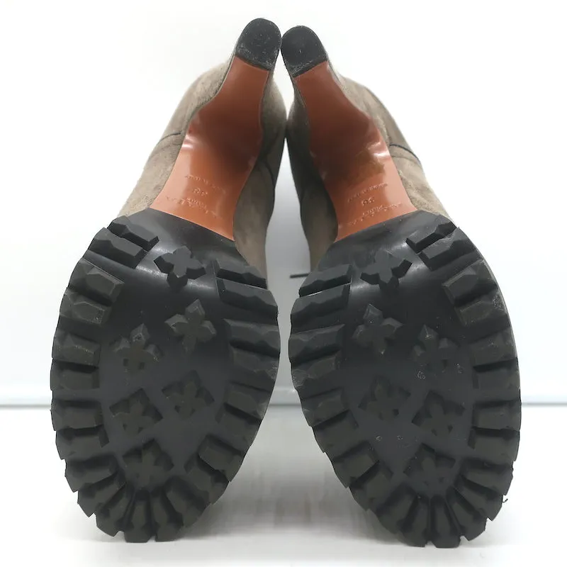 Alaia Platform Hiking Boots Brown Suede Size 38 Lace-Up Ankle Boots