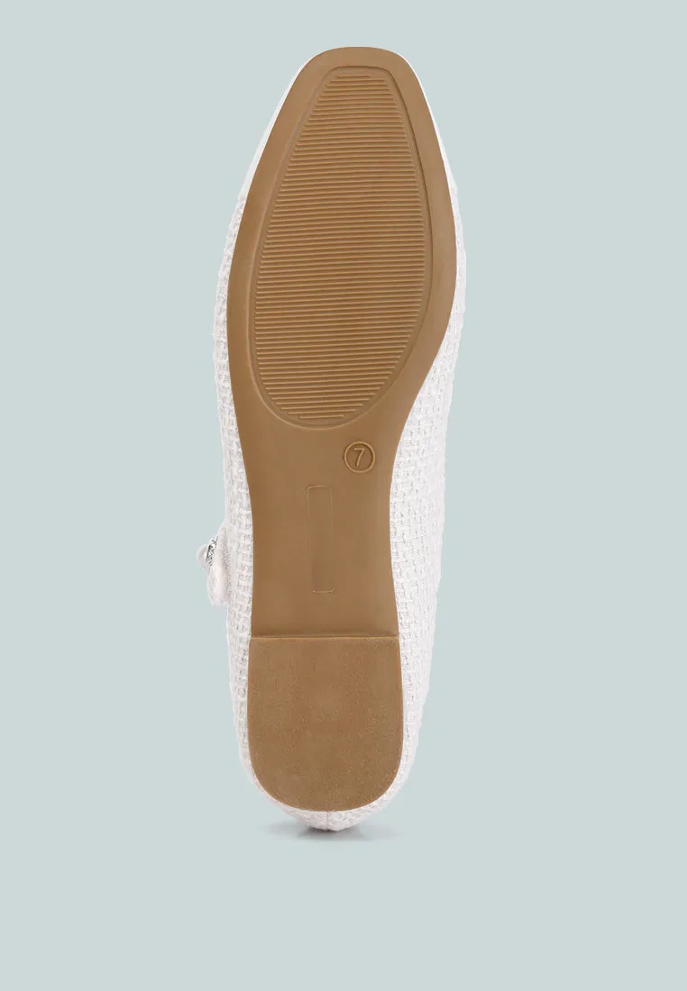 albi patent toe cap tweed mary janes in white