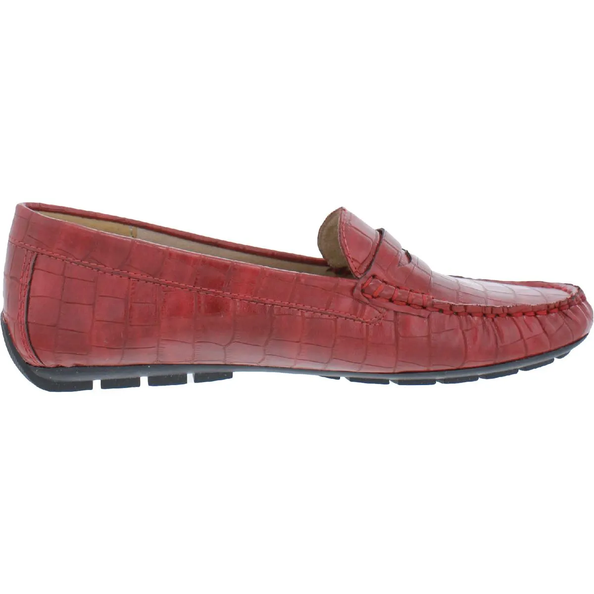 Alika Womens Embossed Crocodile Print Loafers