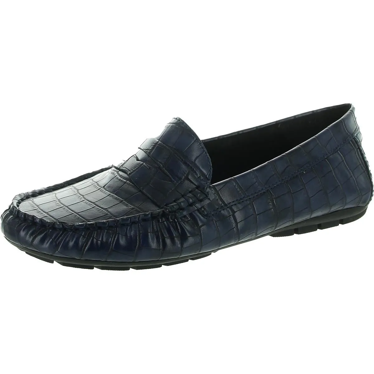 Alika Womens Embossed Crocodile Print Loafers