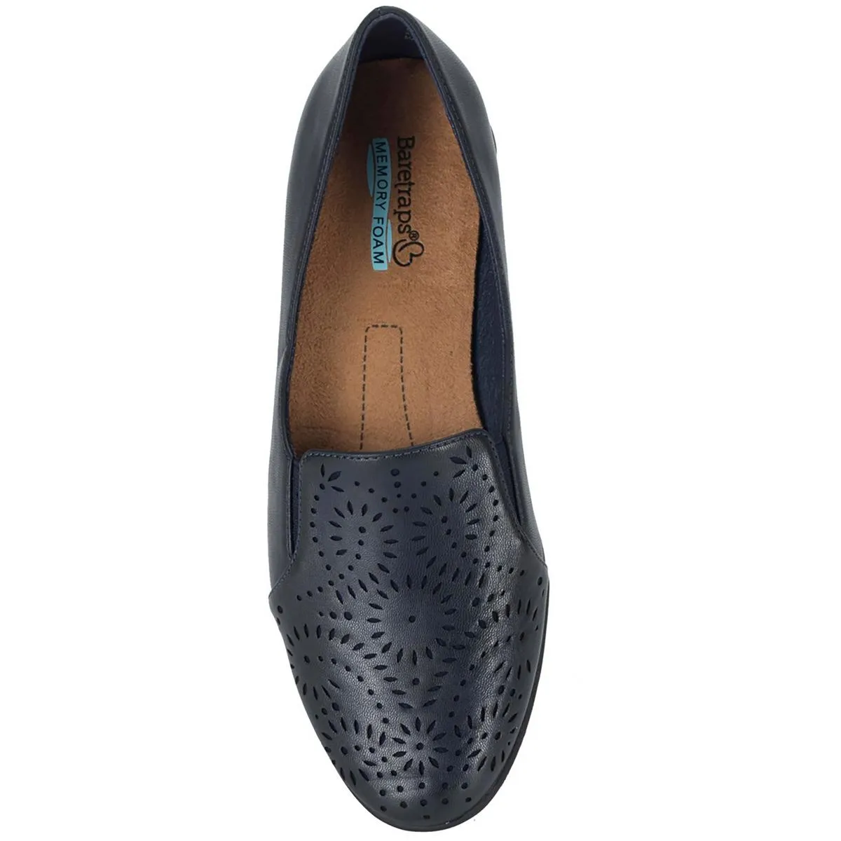 Amry  Womens Perforated Faux Leather Slip-On Sneakers