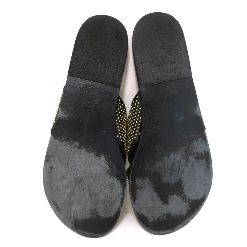 Ancient Greek Sandals Thais Crisscross Sandals Black Studded Leather Size 39