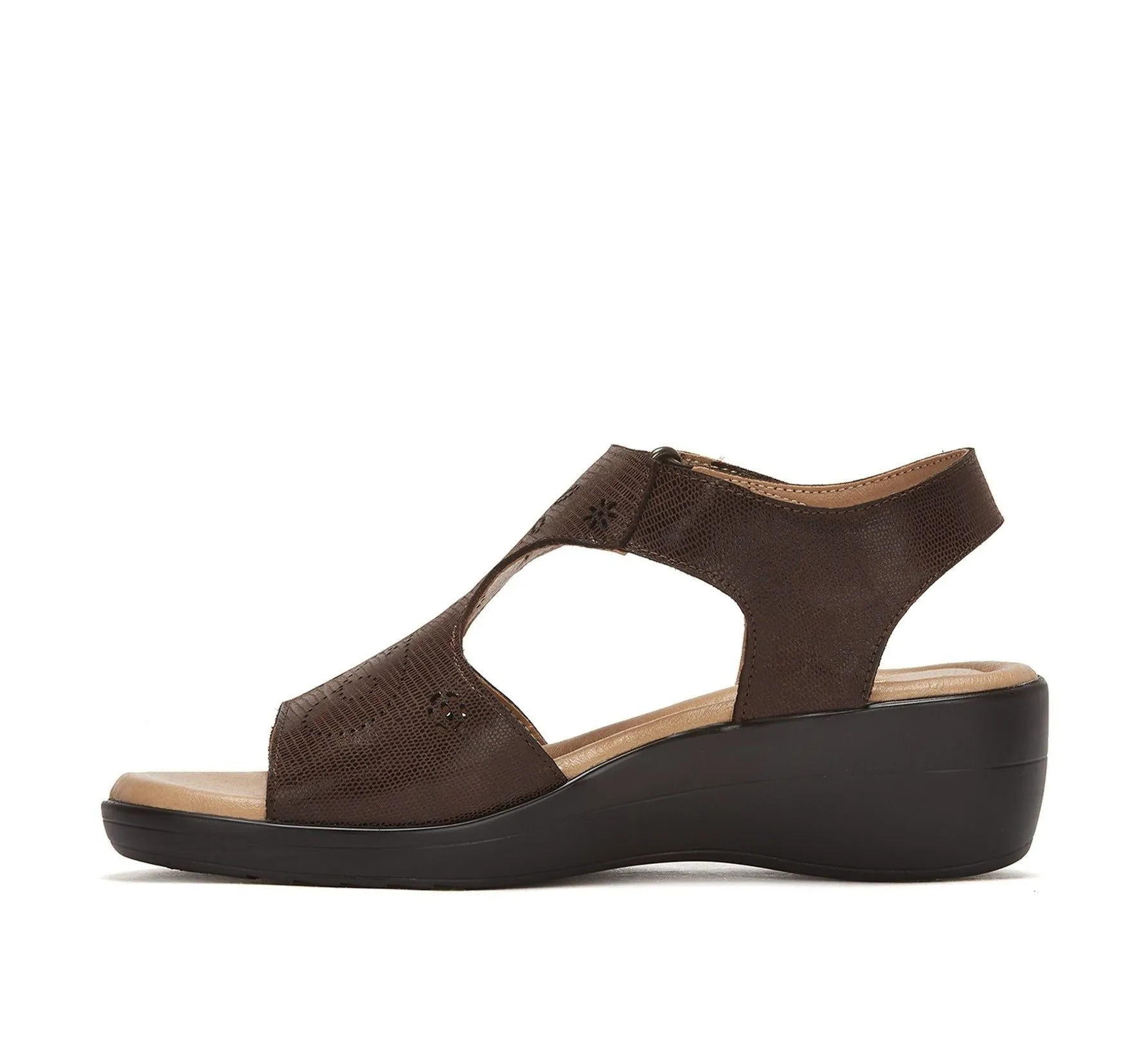 Andrea Leather Wedge Sandals With Plush Footbed