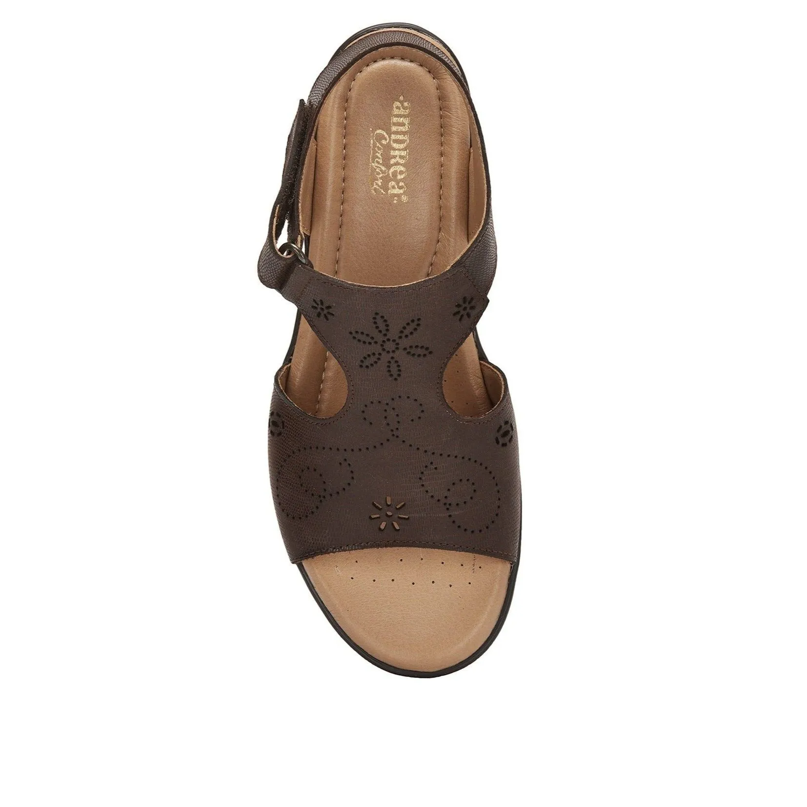 Andrea Leather Wedge Sandals With Plush Footbed