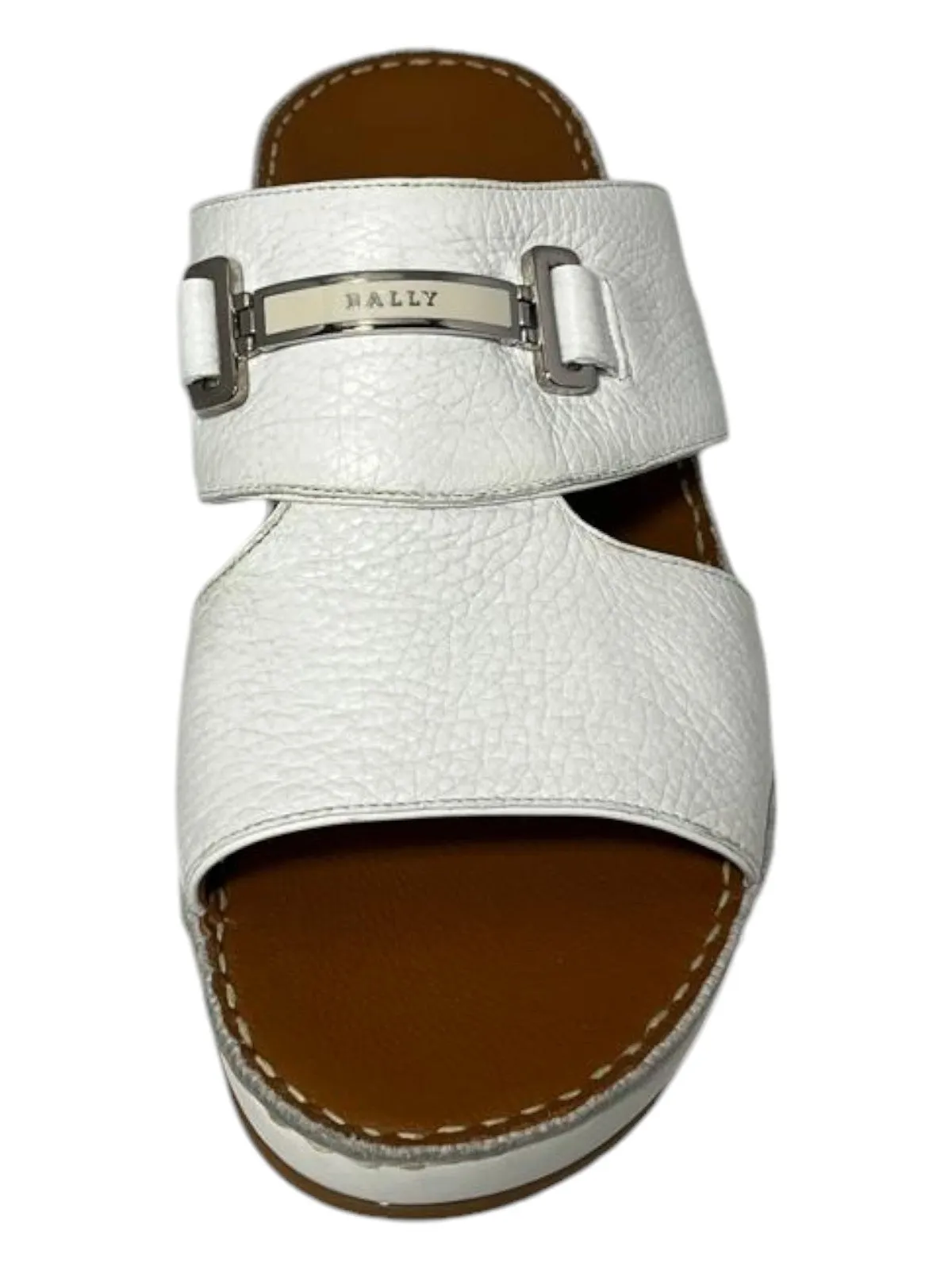 Bally Harold 6211920 Men's White Grained Leather Sandals