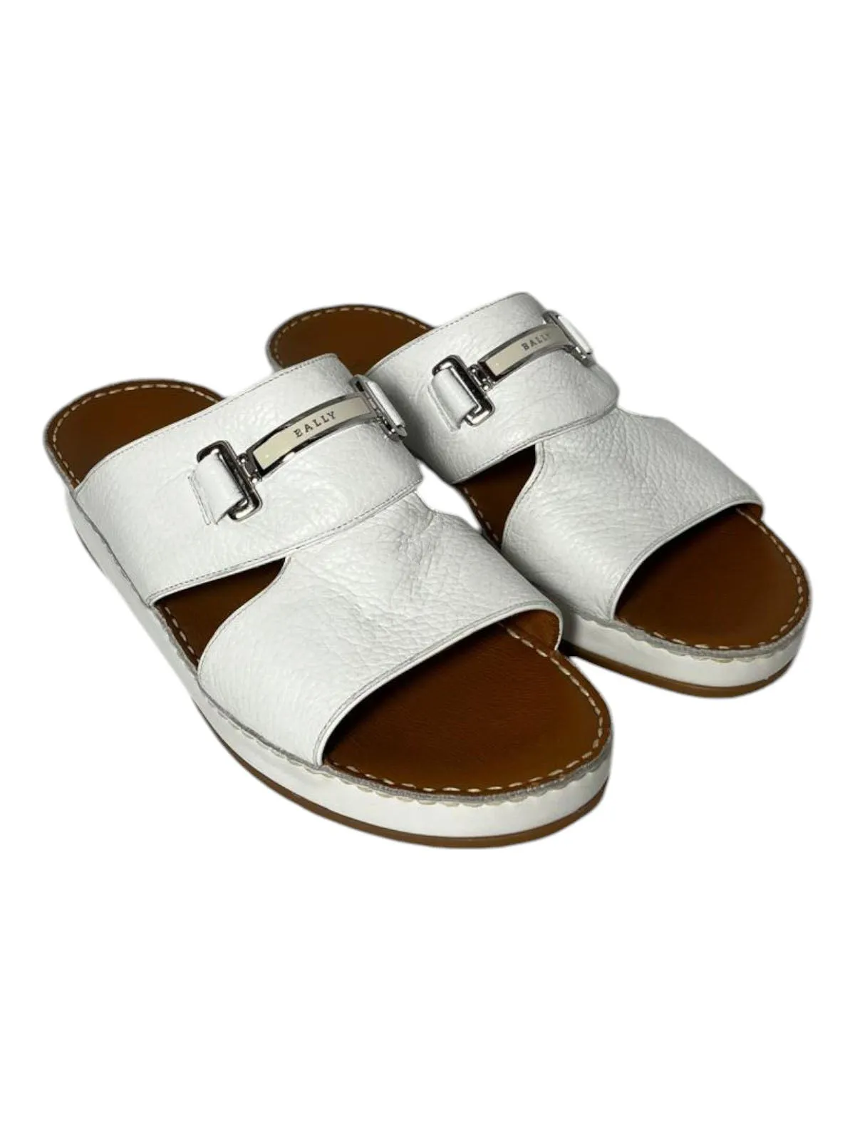 Bally Harold 6211920 Men's White Grained Leather Sandals