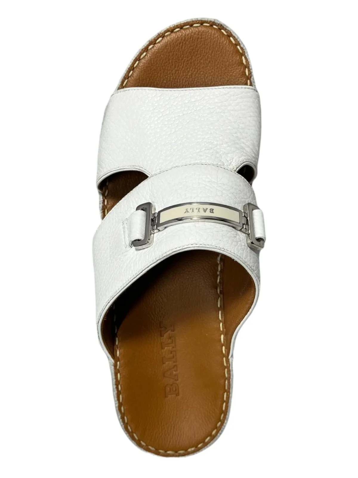 Bally Harold 6211920 Men's White Grained Leather Sandals