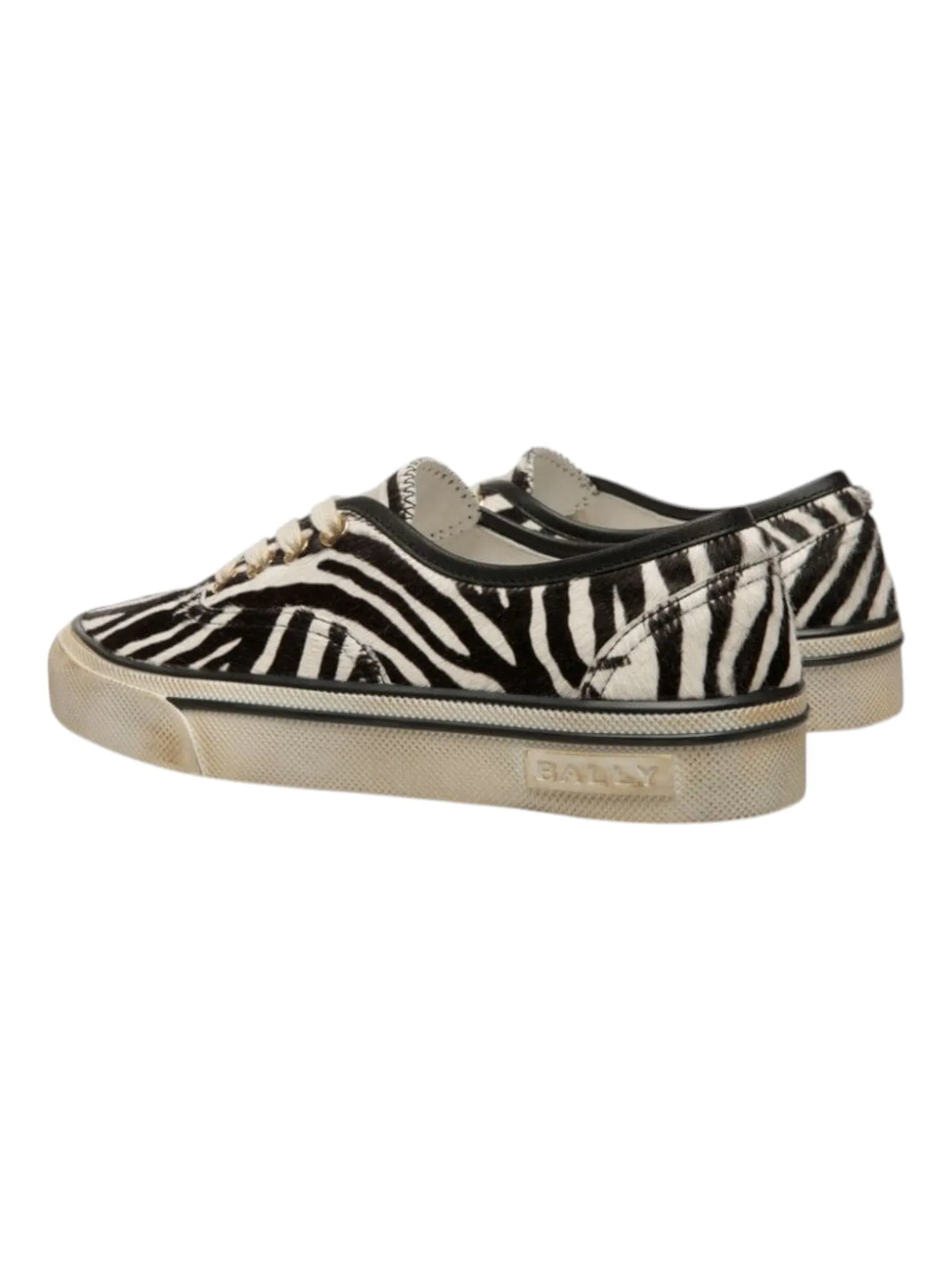 Bally Lyder 6304704 Men's White & Black HairCalf Leather Sneakers