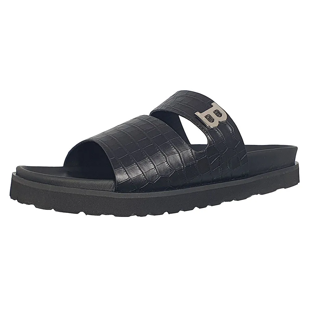 Bally Syxten 6302328 Men's Black Embossed Calf Leather Sandals