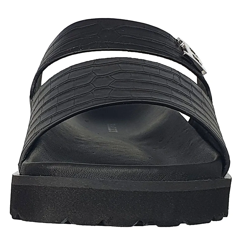 Bally Syxten 6302328 Men's Black Embossed Calf Leather Sandals