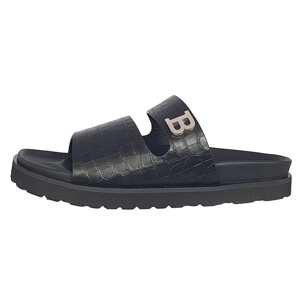 Bally Syxten 6302328 Men's Black Embossed Calf Leather Sandals