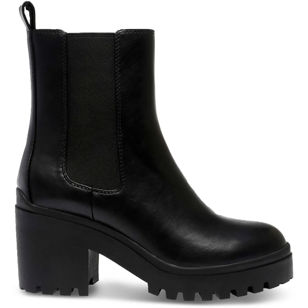 Brooklan Womens Faux Leather Lug Sole Chelsea Boots