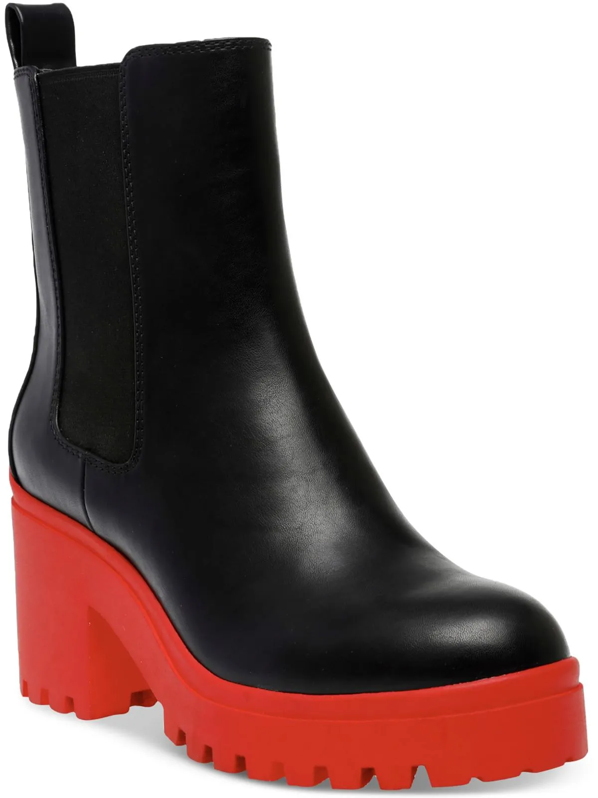 Brooklan Womens Faux Leather Lug Sole Chelsea Boots