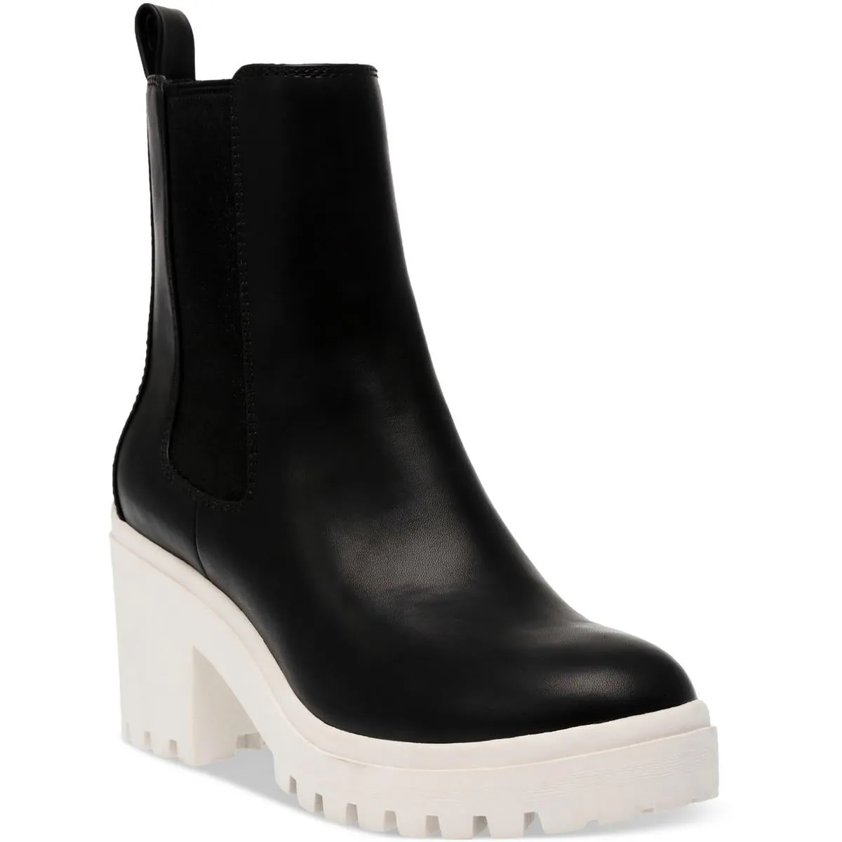 Brooklan Womens Faux Leather Lug Sole Chelsea Boots