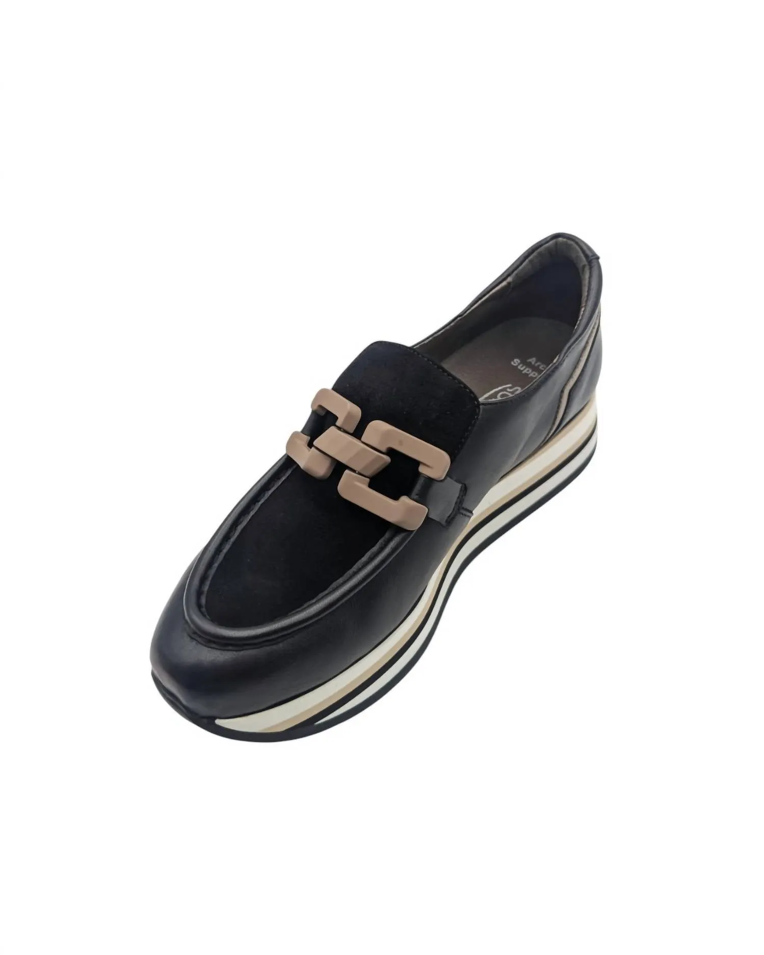 Cathy Wedge In Black/taupe