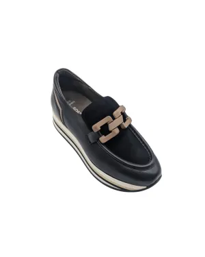 Cathy Wedge In Black/taupe