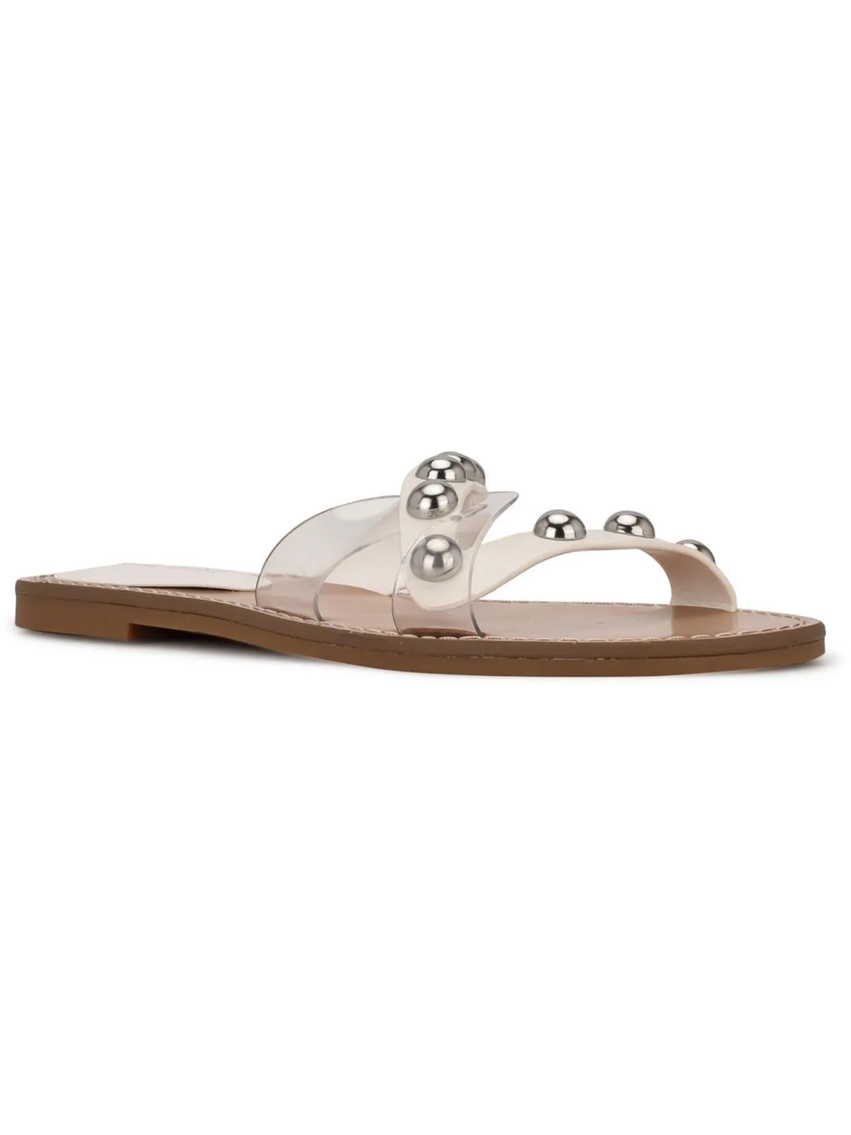 Chime Womens Faux Leather Criss-Cross Front Slide Sandals