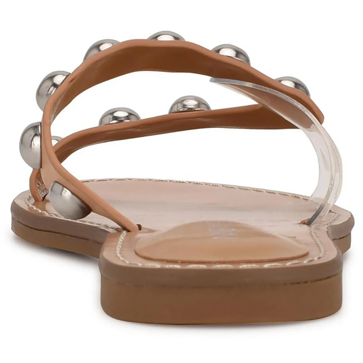 Chime Womens Faux Leather Criss-Cross Front Slide Sandals