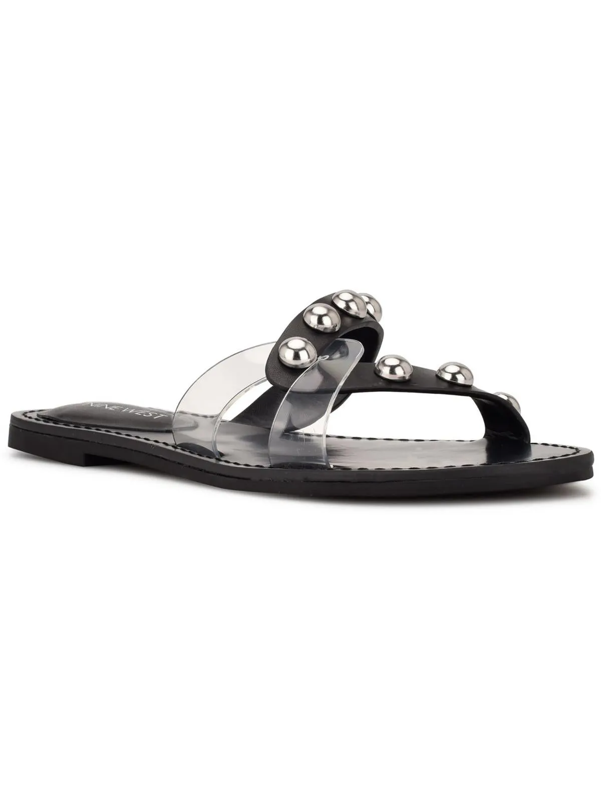 Chime Womens Faux Leather Criss-Cross Front Slide Sandals