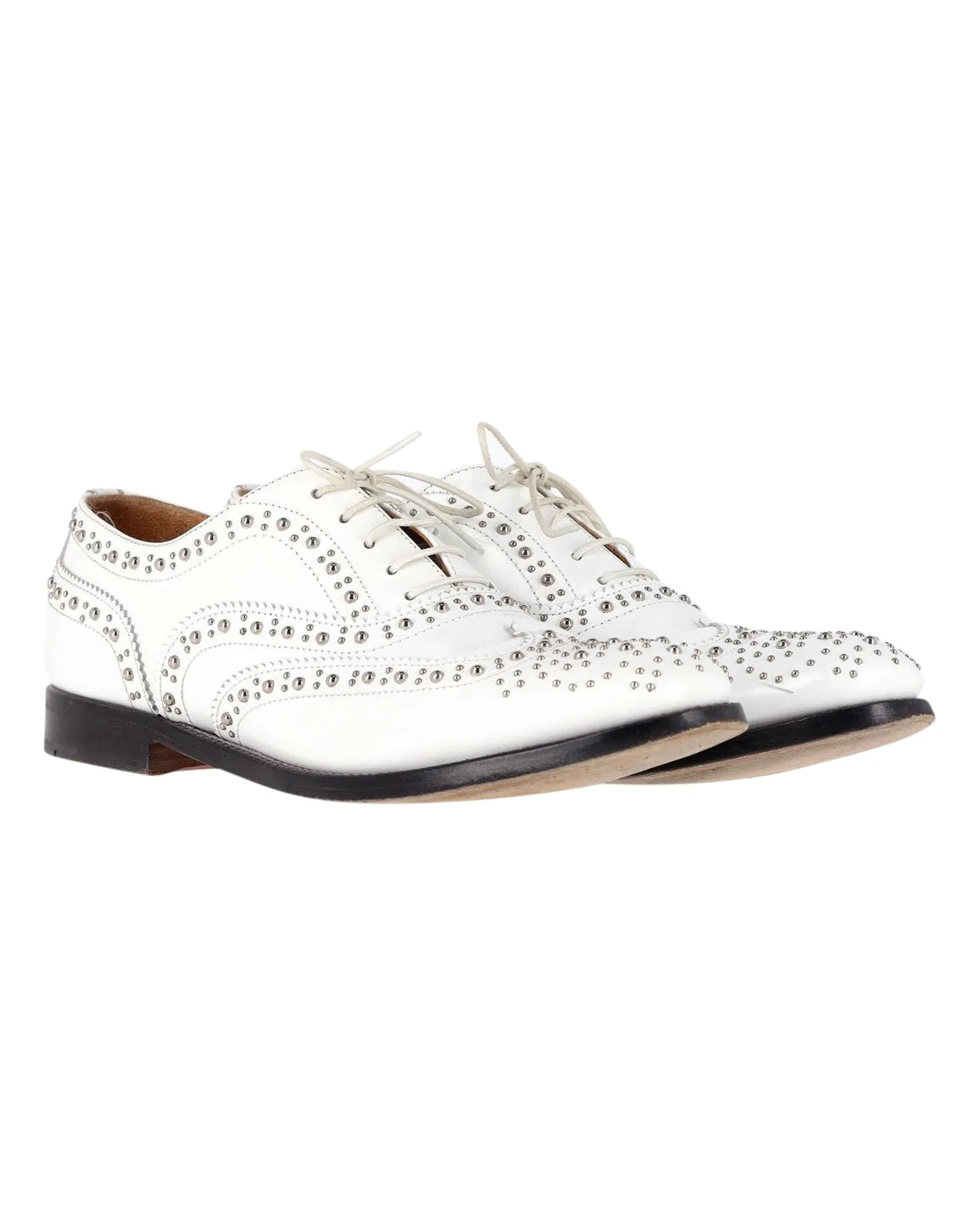 Church's Studded Brogues in White Leather
