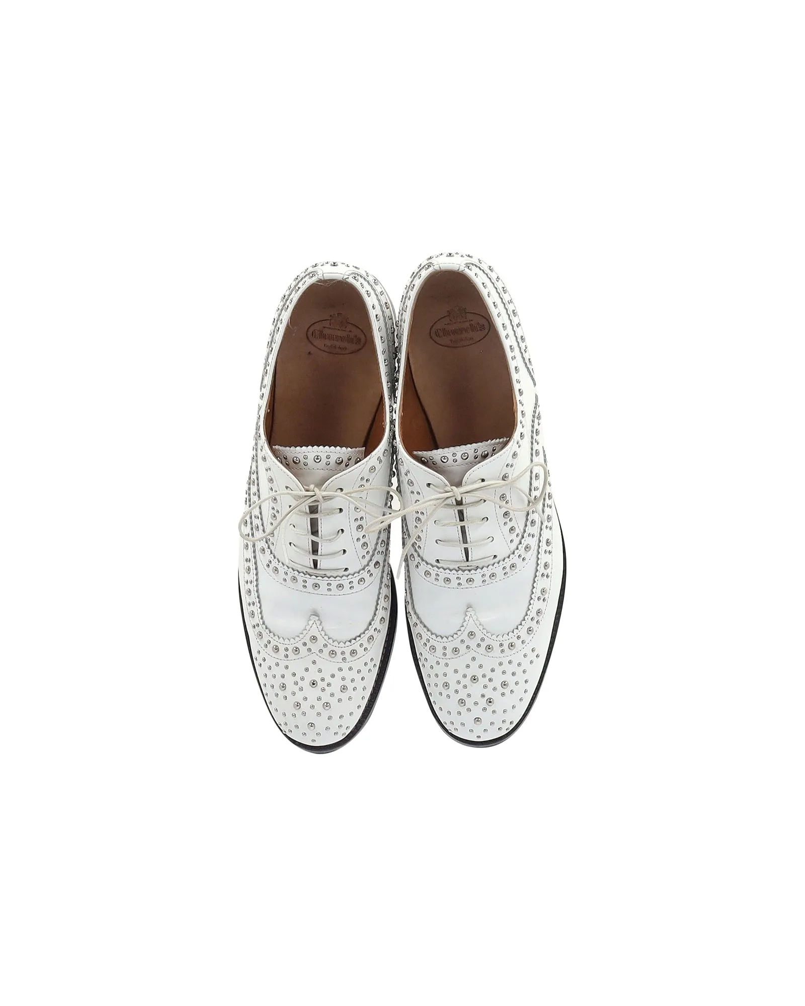 Church's Studded Brogues in White Leather