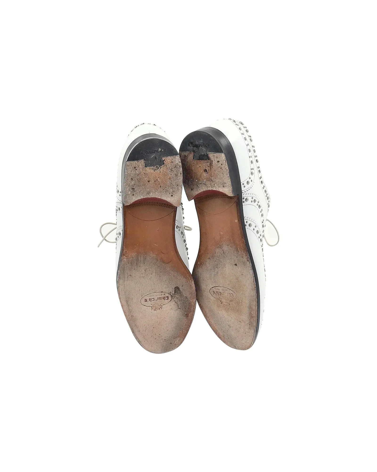 Church's Studded Brogues in White Leather