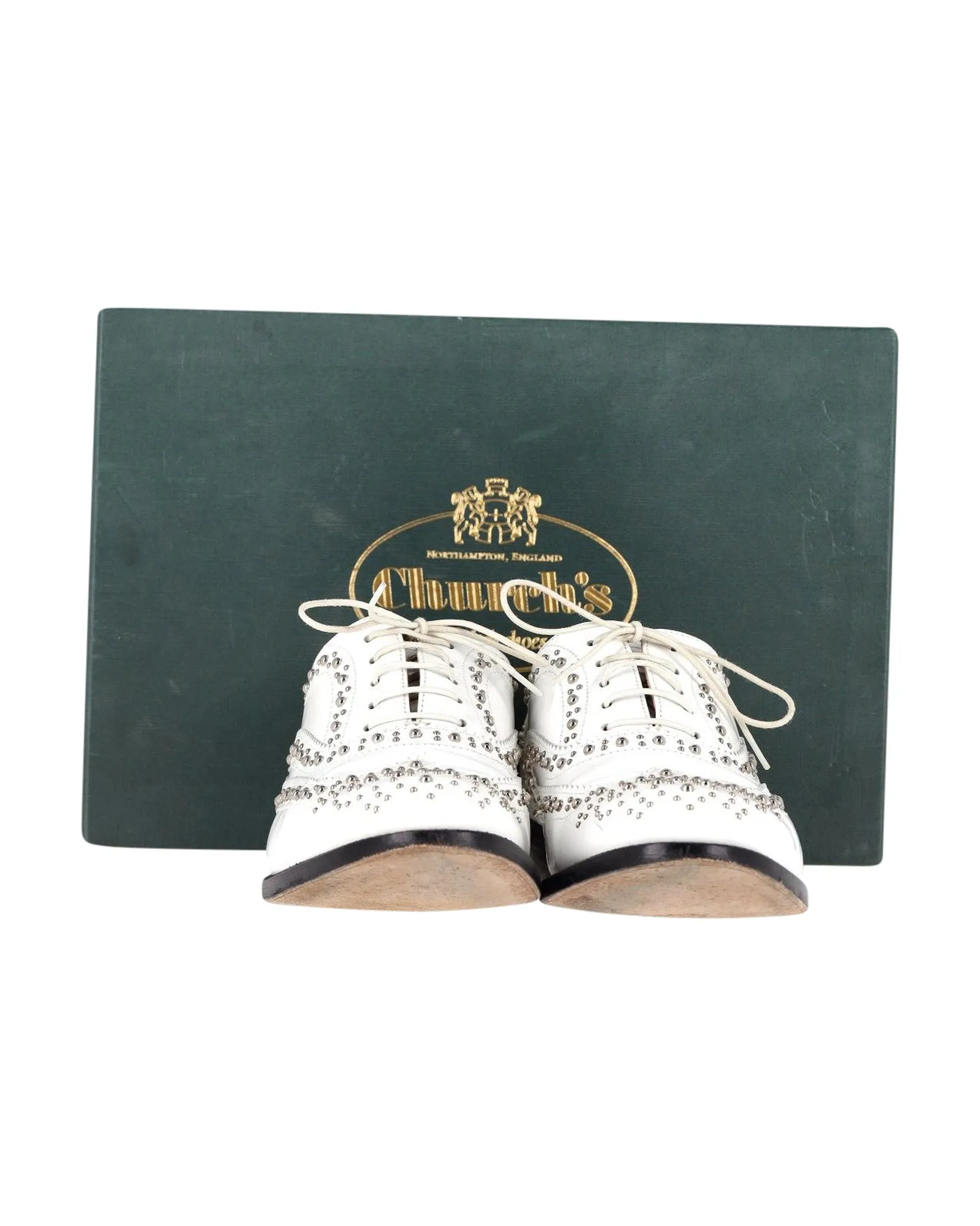 Church's Studded Brogues in White Leather