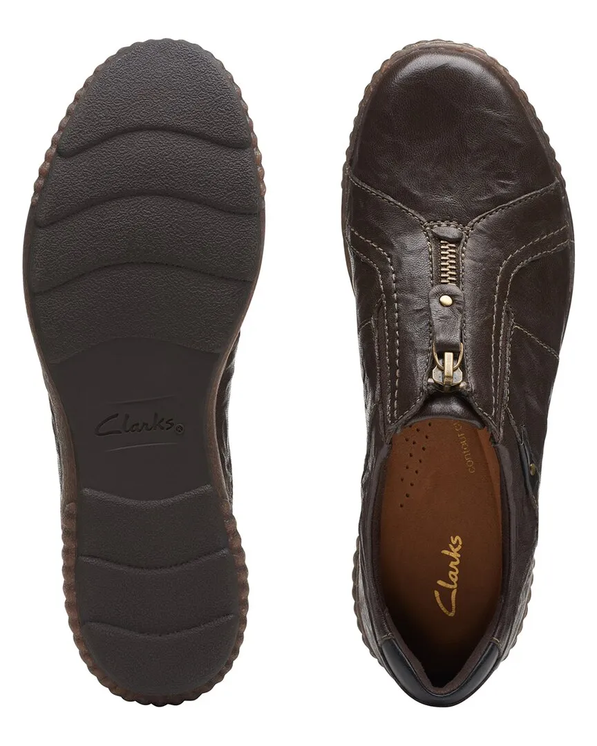 Clarks Magnolia Zip Leather Flat