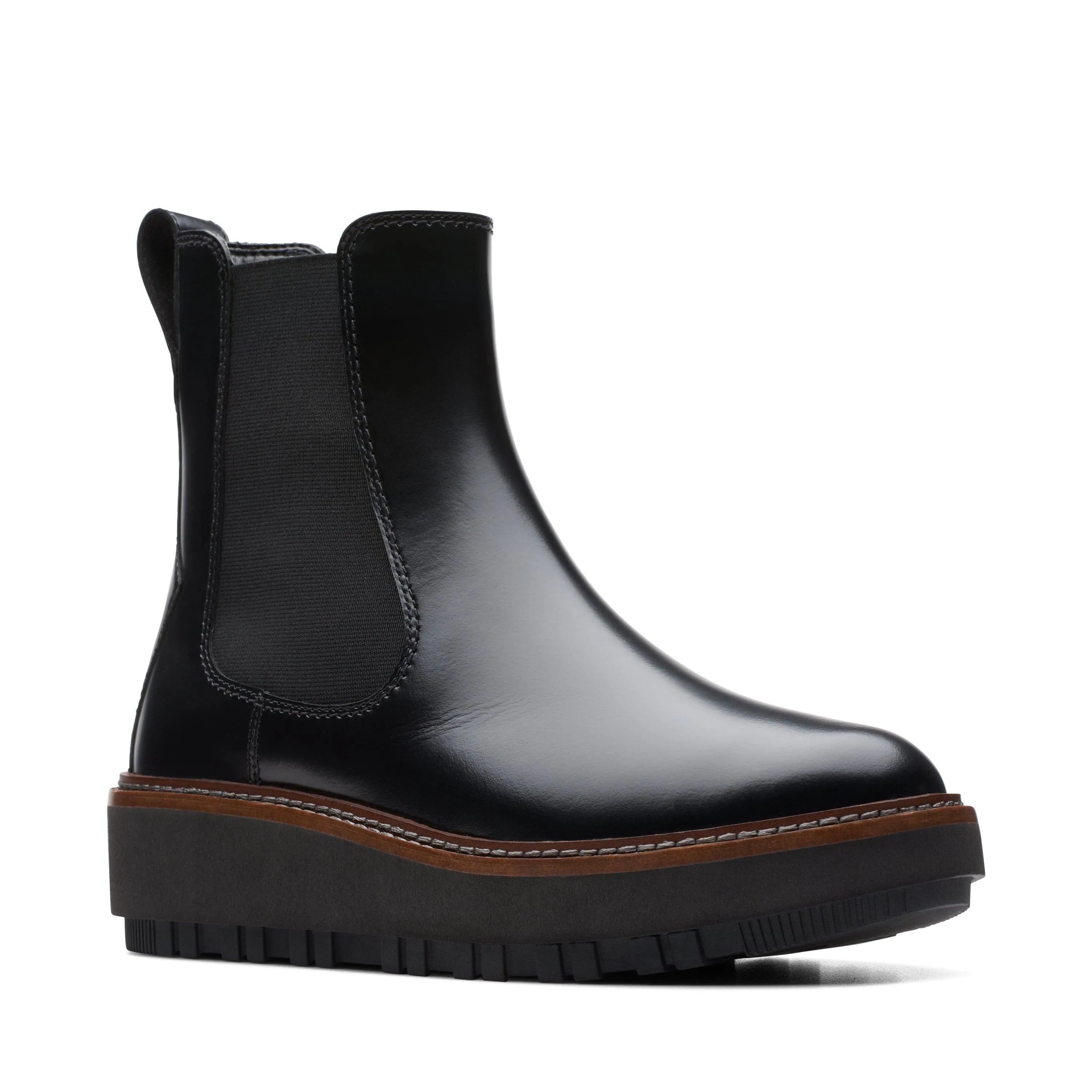 Clarks Orianna W Up in Black Leather