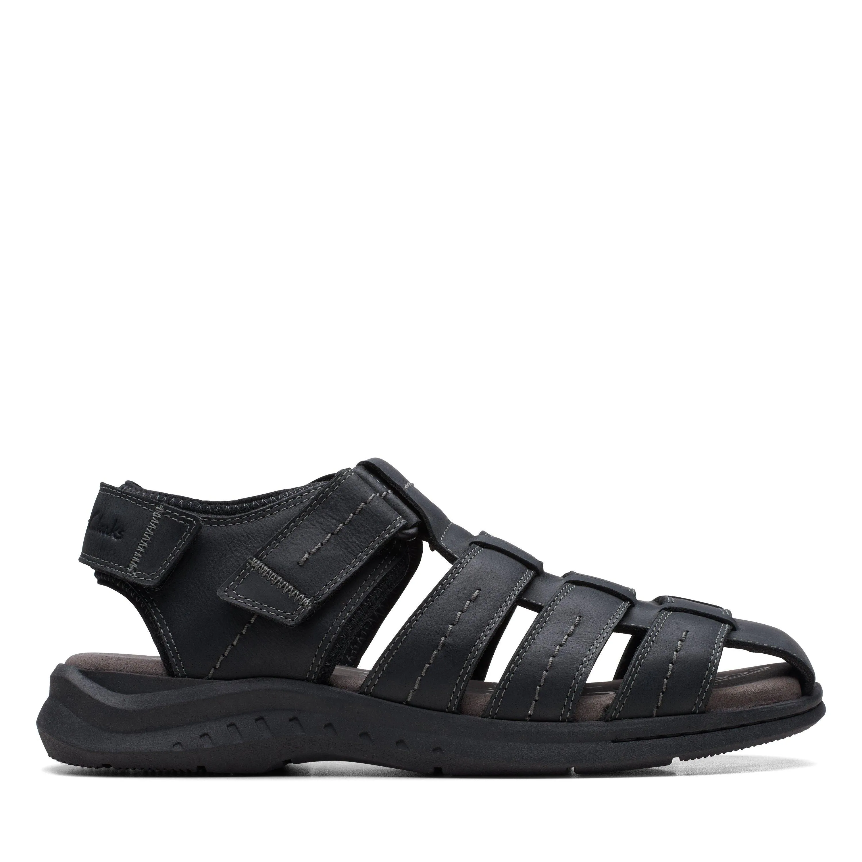 Clarks Walkford Fish in Black Leather