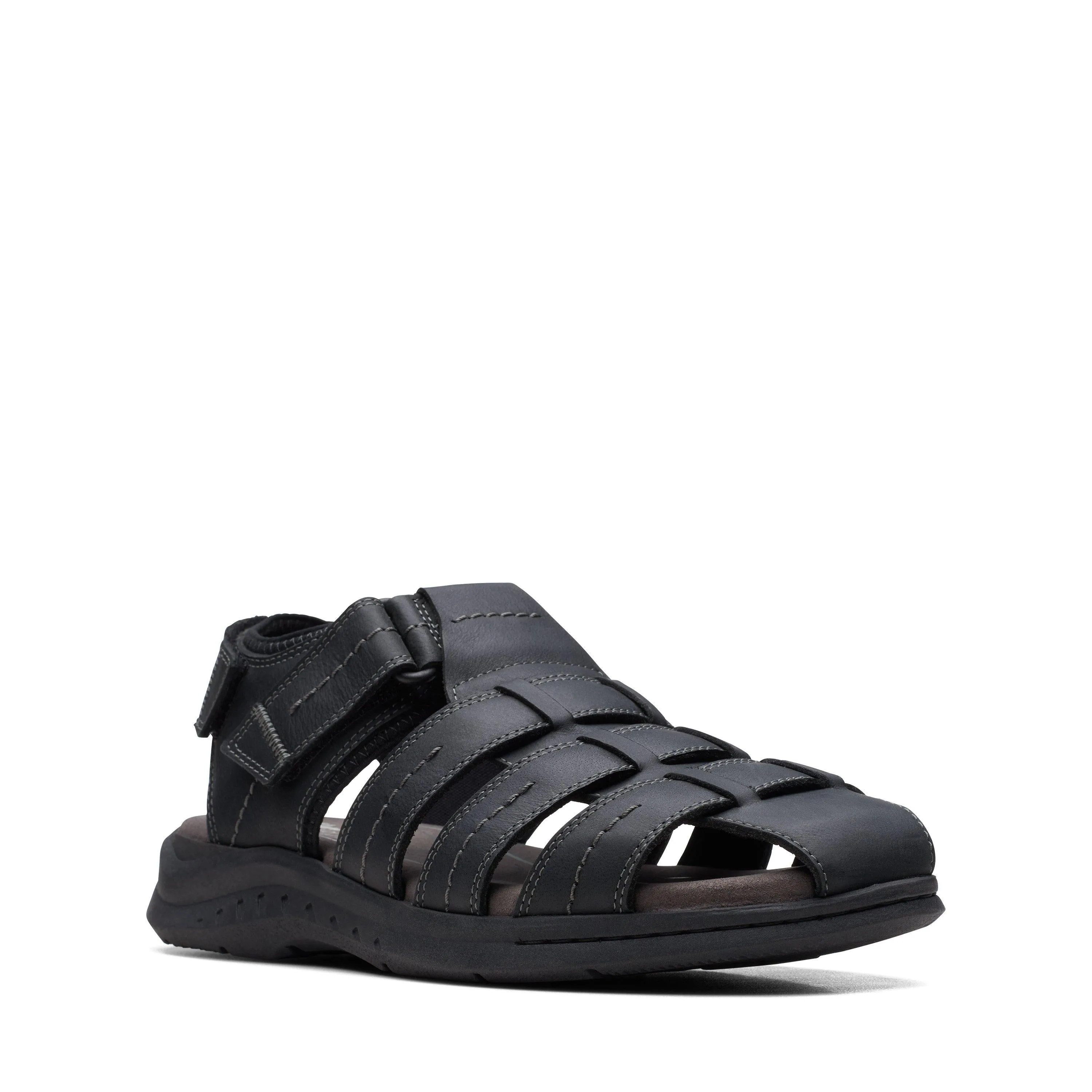Clarks Walkford Fish in Black Leather
