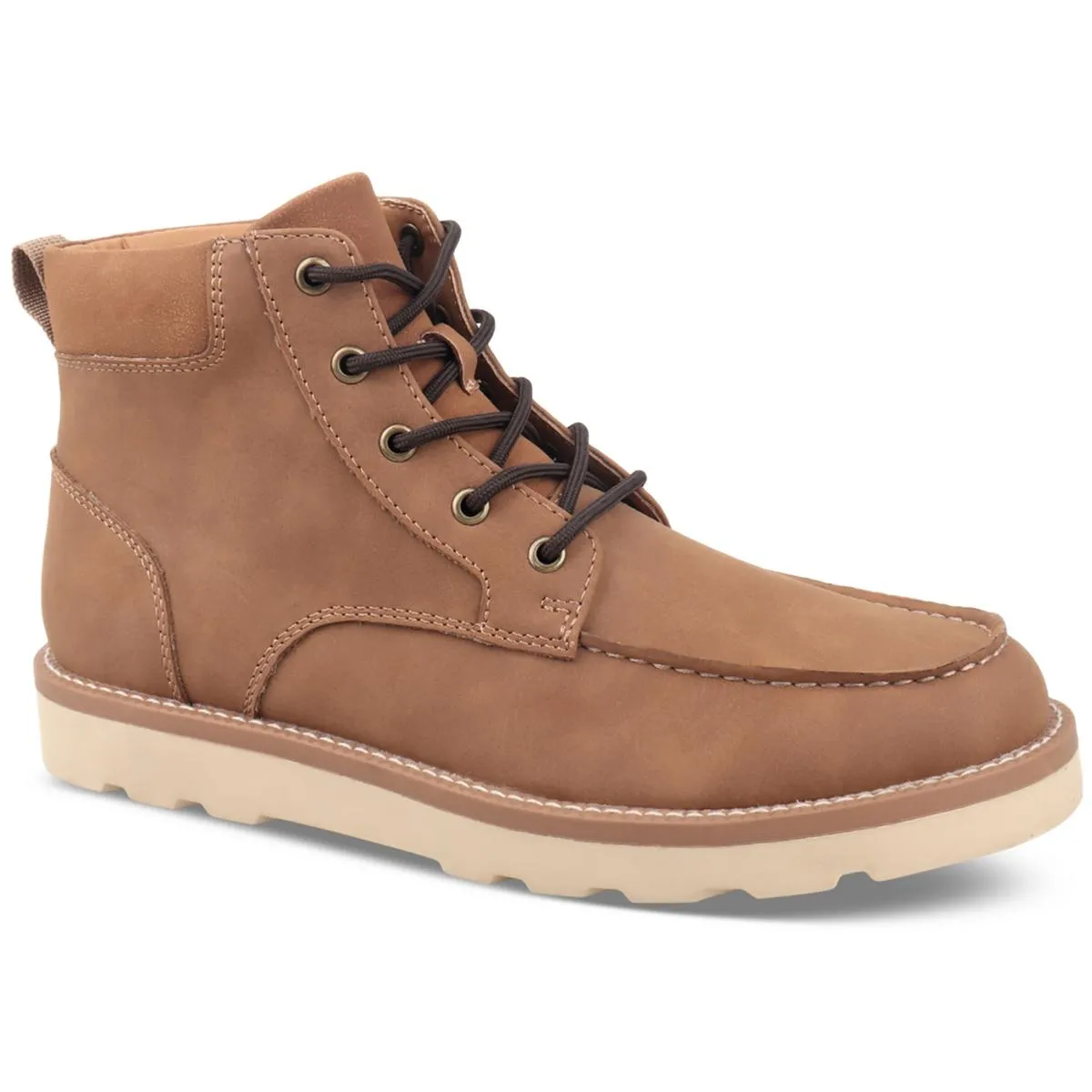 Clifton Mens Faux Leather Moccasin Toe Chukka Boots