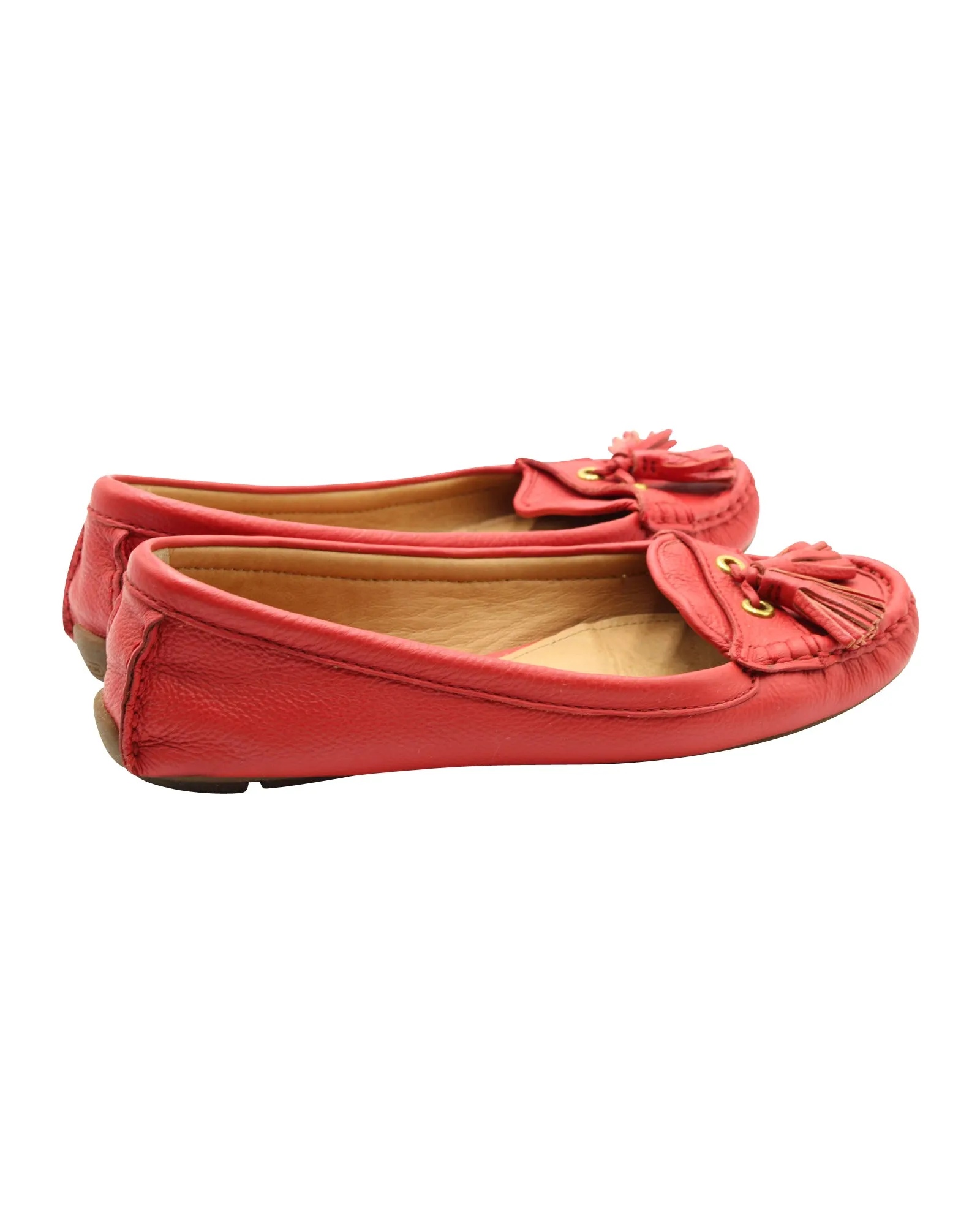 Coach Tassel Loafers in Red Leather