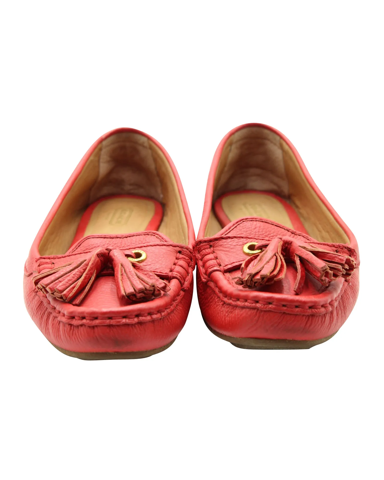 Coach Tassel Loafers in Red Leather
